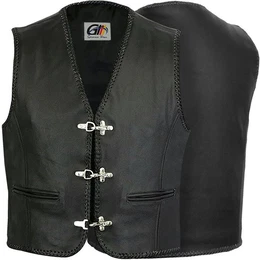 Motorradweste GW687 Black Motorrad Lederweste Biker Motorradweste Weste schwarz
