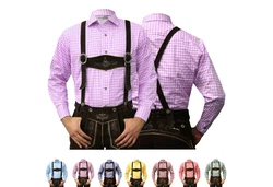 German Wear Trachtenhemd Langarm (GW120x) rot/blau/grün/rosa/gelb