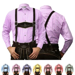 German Wear Trachtenhemd Langarm (GW120x) rot/blau/grün/rosa/gelb