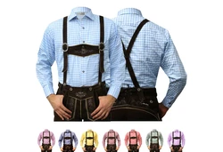 German Wear Trachtenhemd Langarm (GW120x) rot/blau/grün/rosa/gelb