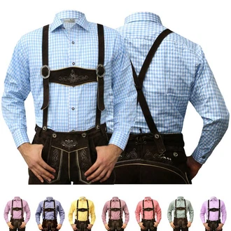 German Wear Trachtenhemd Langarm (GW120x) rot/blau/grün/rosa/gelb