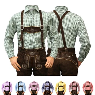 German Wear Trachtenhemd Langarm (GW120x) rot/blau/grün/rosa/gelb