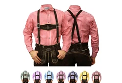German Wear Trachtenhemd Langarm (GW120x) rot/blau/grün/rosa/gelb