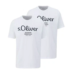 T-Shirt (2-tlg) mit Rundhals-Ausschnitt, kurzarm, Logo-Aufdruck im 2er Pack