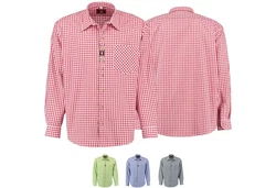 German Wear Trachtenhemd O47 Langarm Rot/Dunkelrot/Mischfarben