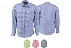 German Wear Trachtenhemd O47 Langarm Dunkelblau/Hellblau/Blau/Mischfarben