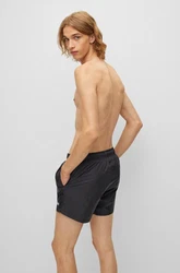HUGO Badeshorts 'Haiti' Schwarz/Lila/Dunkelgrau/Dunkelblau