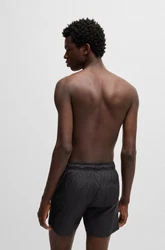 HUGO Badeshorts 'Haiti' Schwarz/Lila/Dunkelgrau/Dunkelblau