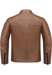 Amaci&Sons Lederjacke Ventura Biker Jacke Braun/Dunkelbraun/Beige