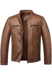 Amaci&Sons Lederjacke Ventura Biker Jacke Braun/Dunkelbraun/Beige