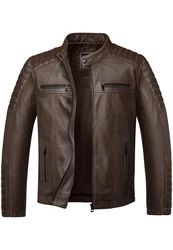 Amaci&Sons Lederjacke Ventura Biker Jacke Dunkelbraun/Braun