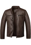 Amaci&Sons Lederjacke Ventura Biker Jacke Dunkelbraun/Braun