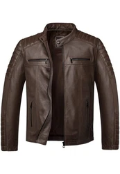 Amaci&Sons Lederjacke Ventura Biker Jacke Dunkelbraun/Braun