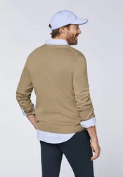 Polo Sylt Strickpullover mit V-Neck und Stickerei 