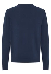 Polo Sylt Strickpullover mit V-Neck und Stickerei Dunkelblau/Blau