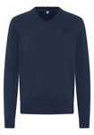 Polo Sylt Strickpullover mit V-Neck und Stickerei Dunkelblau/Blau