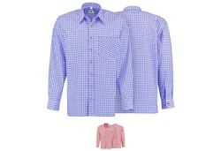 German Wear Trachtenhemd GW1217 Hellblau/Rosa/Dunkelblau/Lila