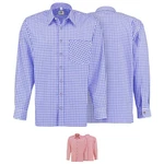 German Wear Trachtenhemd GW1217 Hellblau/Rosa/Dunkelblau/Lila
