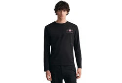 Gant Herren Langarmshirt - REGULAR MEDIUM ARCHIVE SHIELD Schwarz/Dunkelblau