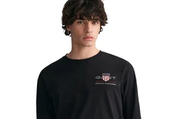 Gant Herren Langarmshirt - REGULAR MEDIUM ARCHIVE SHIELD Schwarz/Dunkelblau