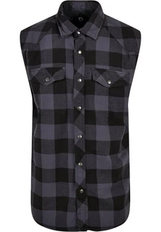 Brandit Jerseyweste Herren Checkshirt Sleeveless (1-tlg) Schwarz/Dunkelgrau/Grau/Dunkelblau