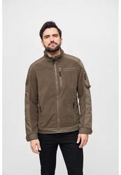 Brandit Fleecejacke Ripstop Jacket (1-St) Khaki/Dunkelgrün/Braun
