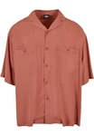 URBAN CLASSICS Herren Oversized Resort Shirt Rot/Braun/Orange/Dunkelrot