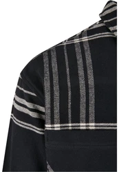 URBAN CLASSICS Langarmhemd Herren Long Oversized Checked Summit Shirt Schwarz/Beige/Gelb
