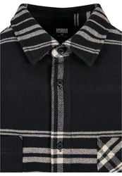 URBAN CLASSICS Langarmhemd Herren Long Oversized Checked Summit Shirt Schwarz/Beige/Gelb