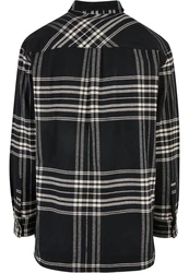 URBAN CLASSICS Langarmhemd Herren Long Oversized Checked Summit Shirt Schwarz/Beige/Gelb