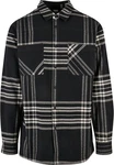 URBAN CLASSICS Langarmhemd Herren Long Oversized Checked Summit Shirt Schwarz/Beige/Gelb