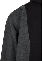 URBAN CLASSICS Kapuzensweatshirt Urban Classics Cut On Sleeve Hoody Dunkelgrau/Grau/Schwarz