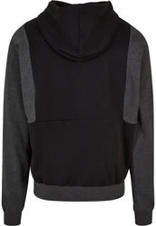 URBAN CLASSICS Kapuzensweatshirt Urban Classics Cut On Sleeve Hoody Dunkelgrau/Grau/Schwarz