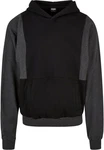 URBAN CLASSICS Kapuzensweatshirt Urban Classics Cut On Sleeve Hoody Dunkelgrau/Grau/Schwarz