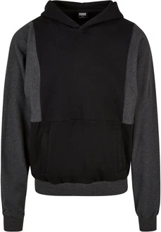 URBAN CLASSICS Kapuzensweatshirt Urban Classics Cut On Sleeve Hoody Dunkelgrau/Grau/Schwarz