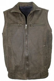 Lederweste - Herren Lederweste Lammnubuk braun antik