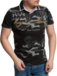 L.gonline Poloshirt Herren Polo Shirt Royal Design Dunkelblau/Dunkelgrün/Schwarz