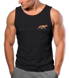 Tanktop Herren Tank-Top Fuchs Fox Wald Tiermotiv Logo Print Badge Fashion mit Print