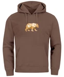 Neverless Hoodie Herren mit Print Grafik Outdoor Polygon Motive Braun