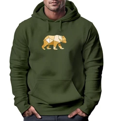 Neverless Hoodie Herren mit Print Grafik Outdoor Polygon Motive Dunkelgrün/Braun