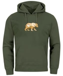 Neverless Hoodie Herren mit Print Grafik Outdoor Polygon Motive Dunkelgrün/Braun