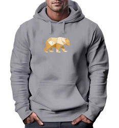 Neverless Hoodie Herren mit Print Grafik Outdoor Polygon Motive Braun/Grau/Hellgrau/Dunkelgrau