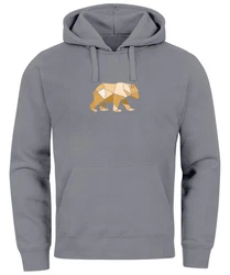 Neverless Hoodie Herren mit Print Grafik Outdoor Polygon Motive Braun/Grau/Hellgrau/Dunkelgrau