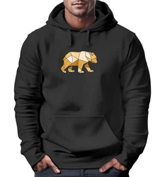 Neverless Hoodie Herren mit Print Grafik Outdoor Polygon Motive Braun/Schwarz