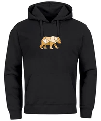 Neverless Hoodie Herren mit Print Grafik Outdoor Polygon Motive Braun/Schwarz