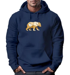 Neverless Hoodie Herren mit Print Grafik Outdoor Polygon Motive Dunkelblau/Blau/Braun