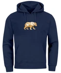 Neverless Hoodie Herren mit Print Grafik Outdoor Polygon Motive Dunkelblau/Blau/Braun