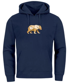 Neverless Hoodie Herren mit Print Grafik Outdoor Polygon Motive Dunkelblau/Blau/Braun Neverless Hoodie Herren mit Print Grafik Outdoor Polygon Motive Dunkelblau/Blau/Braun