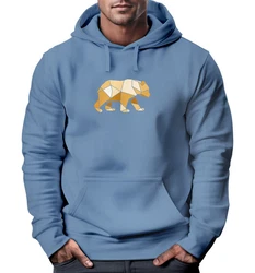 Neverless Hoodie Herren mit Print Grafik Outdoor Polygon Motive Blau/Hellblau/Braun/Gold