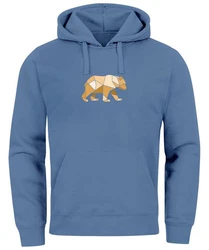 Neverless Hoodie Herren mit Print Grafik Outdoor Polygon Motive Blau/Hellblau/Braun/Gold